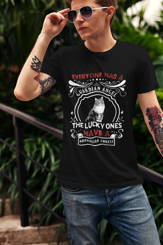 Men's Vintage Tee Shirt Graphic T shirt Norwegian Forest Cat Deep Black
