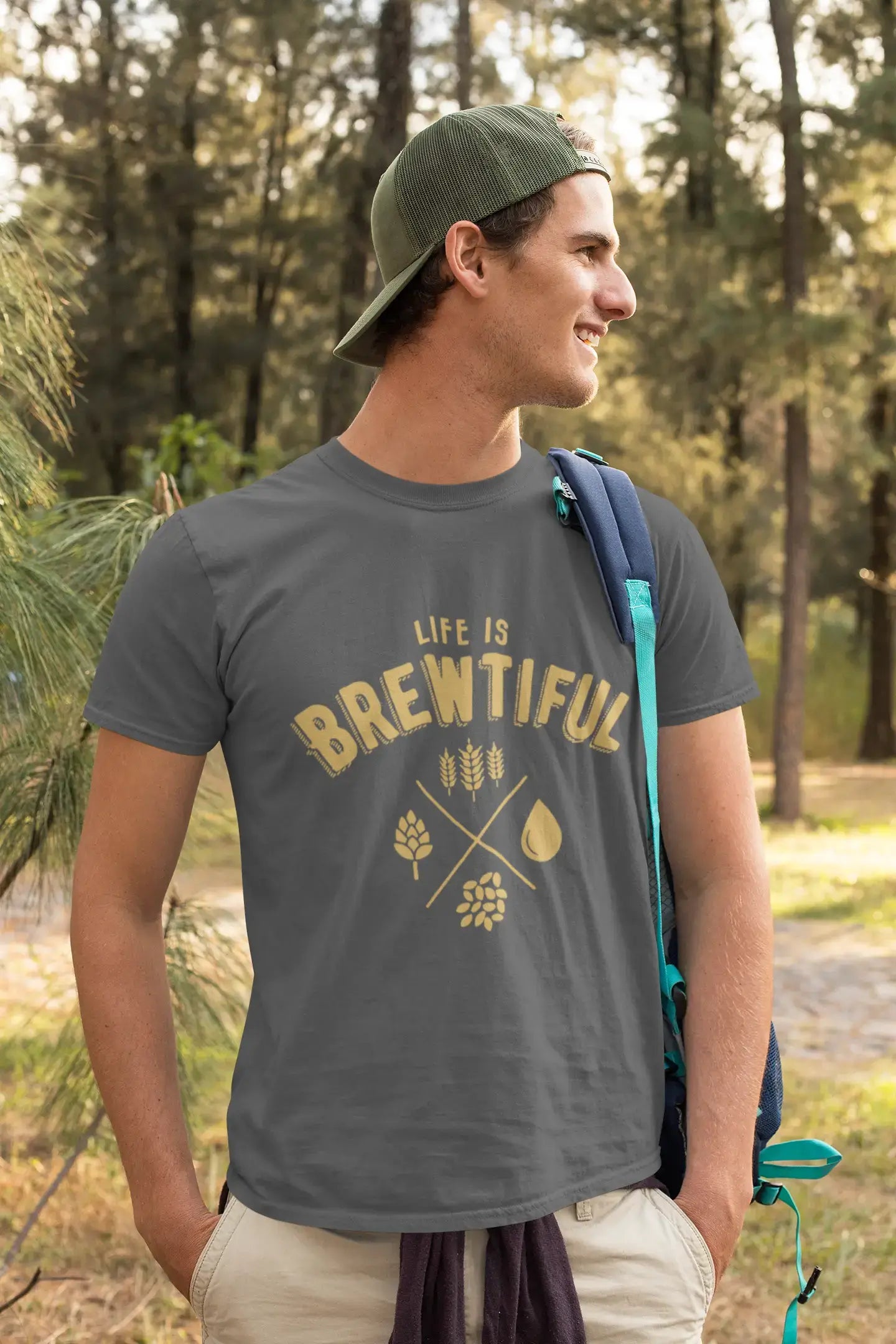 <span>Graphique</span> unisexe Life is Brewtiful T-Shirt bière décontracté <span>hommes</span> Tee <span>marine</span>