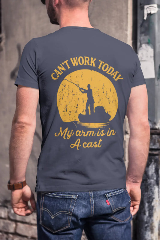 • T-shirt <span>graphique</span> Can't Work <span>pour hommes,</span> lettres jaunes imprimées, col rond