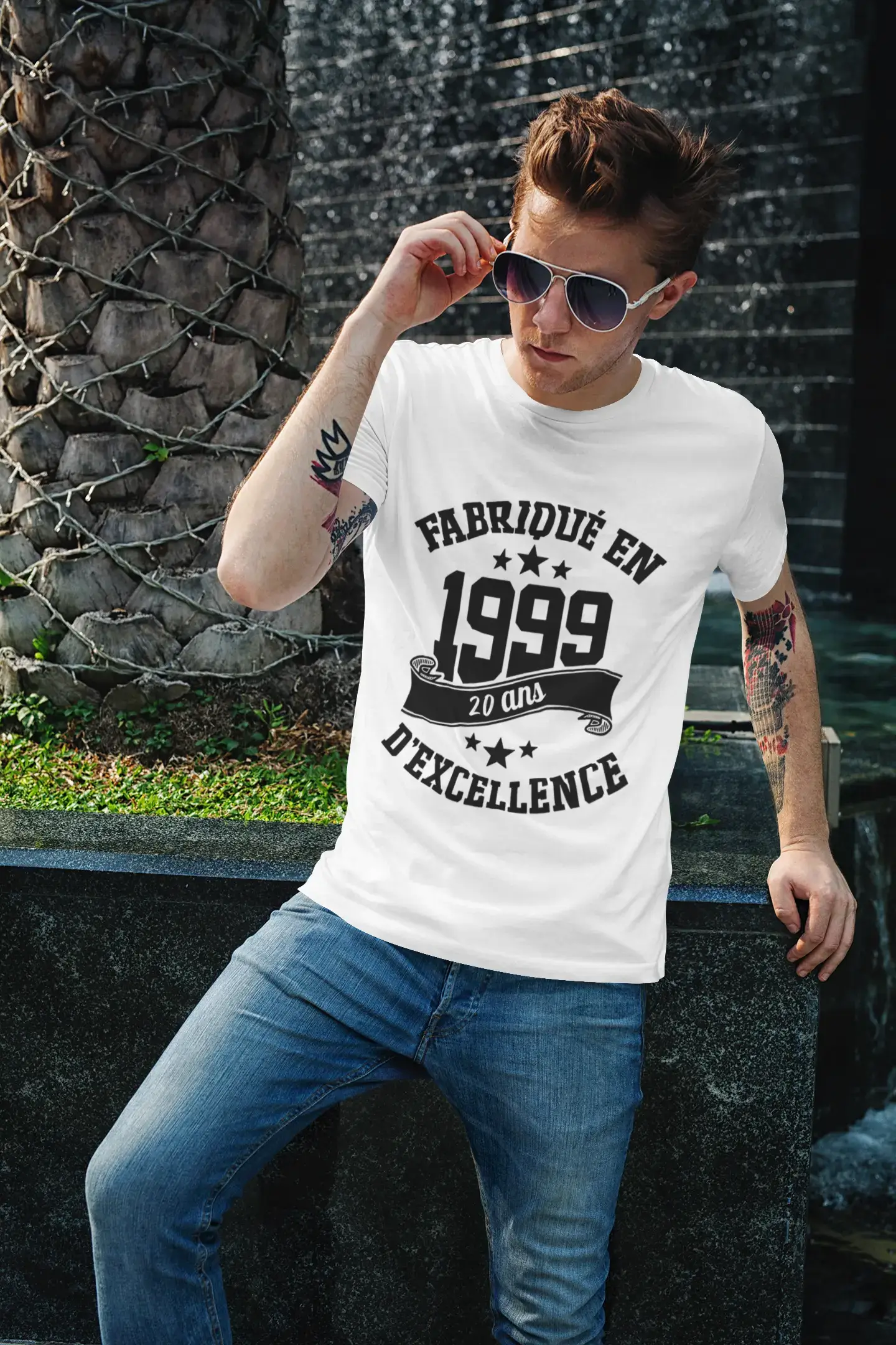ULTRABASIC - Fabriqué en 1999, 20 Ans d'être Génial Unisex T-Shirt Blanc Chiné