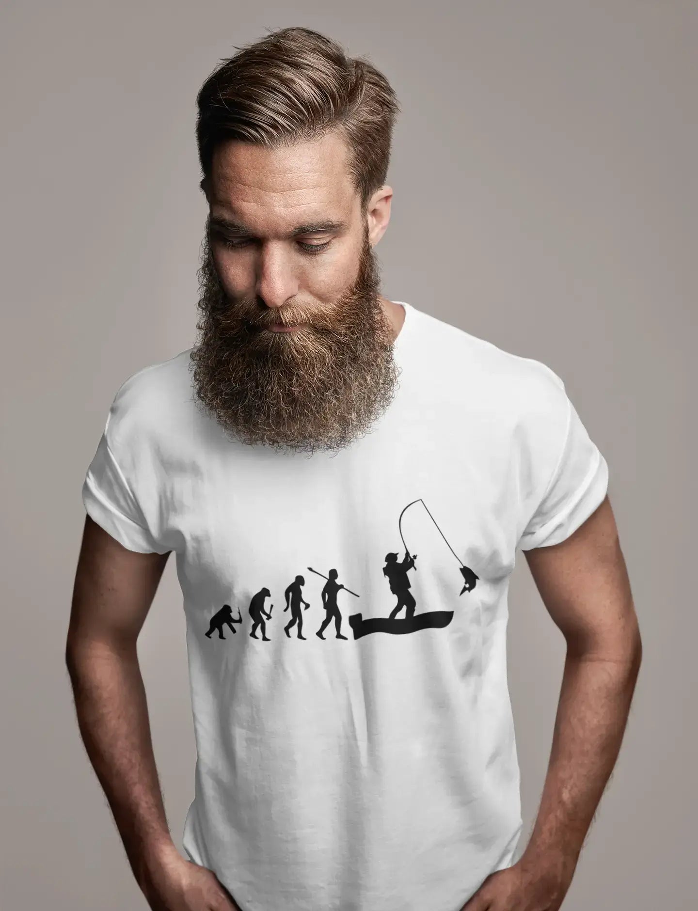 ULTRABASIC - Graphic Printed Men's Evolution of the Fishing Boat T-Shirt Vintage White