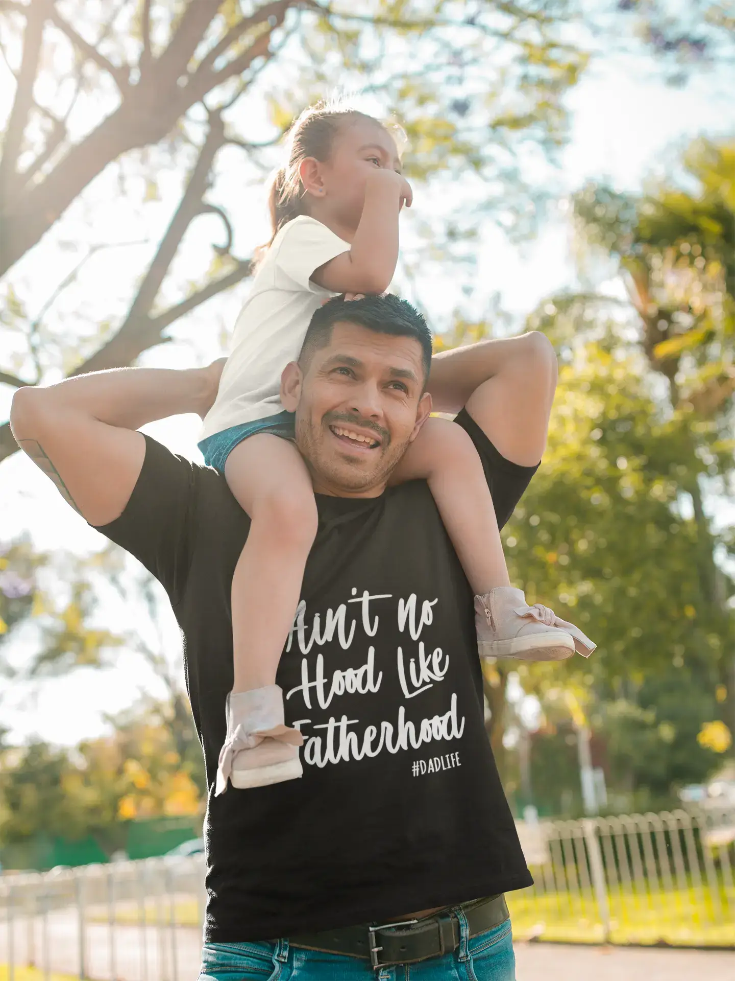 ULTRABASIC - Graphic Men's T-Shirt Ain't No Hood Like Fatherhood Printed White Letter Burgundy