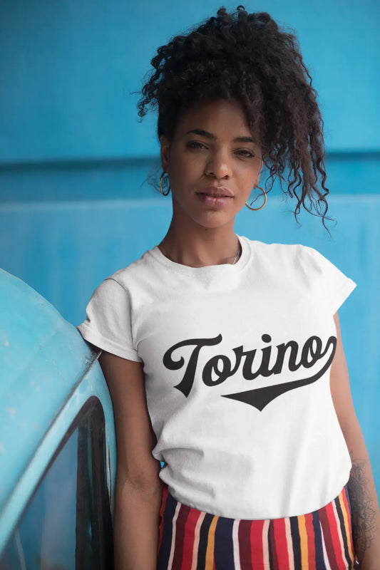 ULTRABASIC - T-Shirt Torino <span>Graphique</span> <span>Homme</span> <span>Imprimé</span> Lettres Vintage <span>Blanc</span>