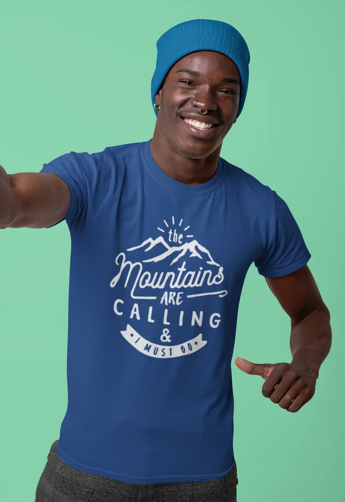 ULTRABASIC - Graphic Printed Men's The Mountains Are Calling And I Must Go Hiking Tee White