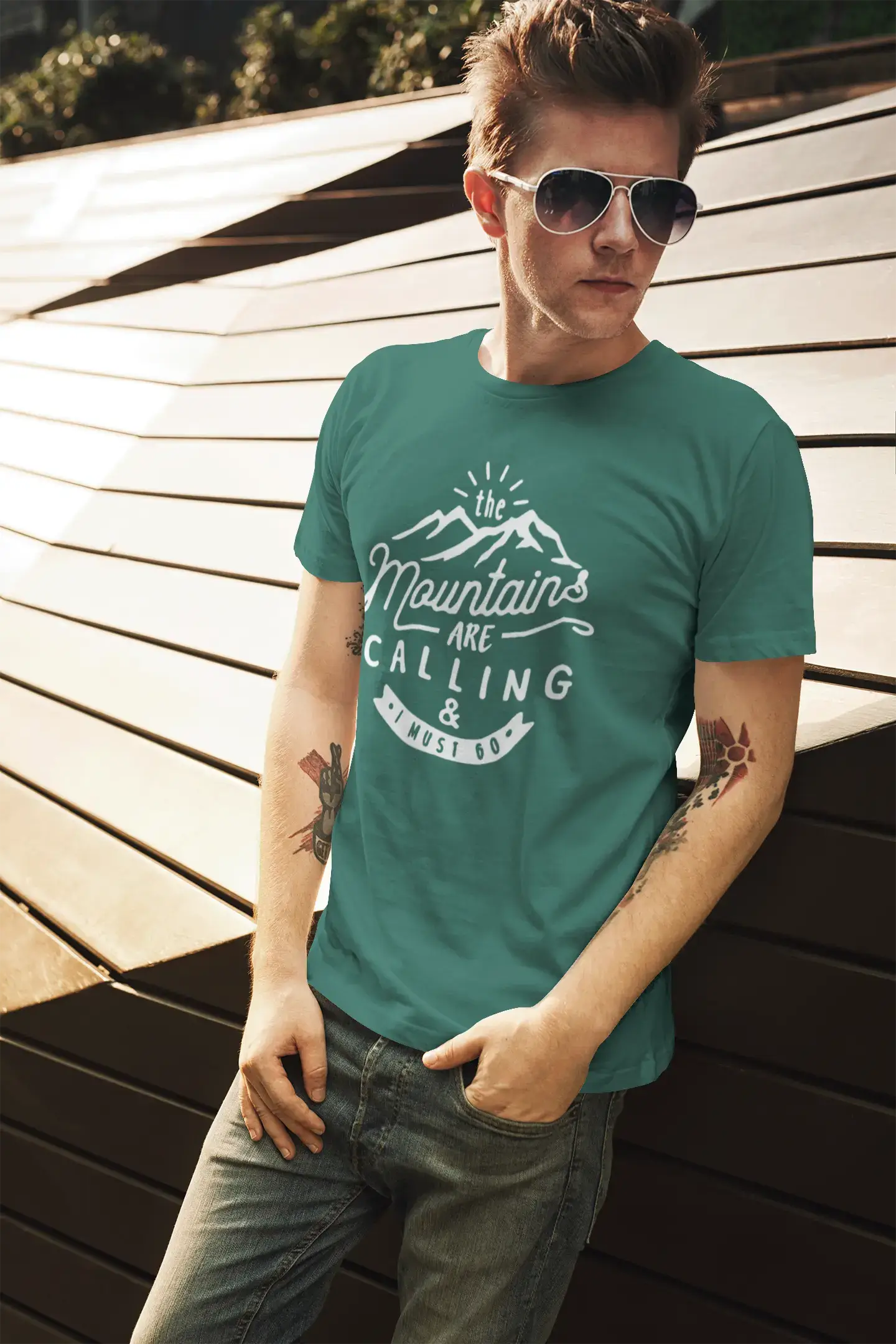 ULTRABASIC - Graphic Printed Men's The Mountains Are Calling And I Must Go Hiking Tee Burgundy