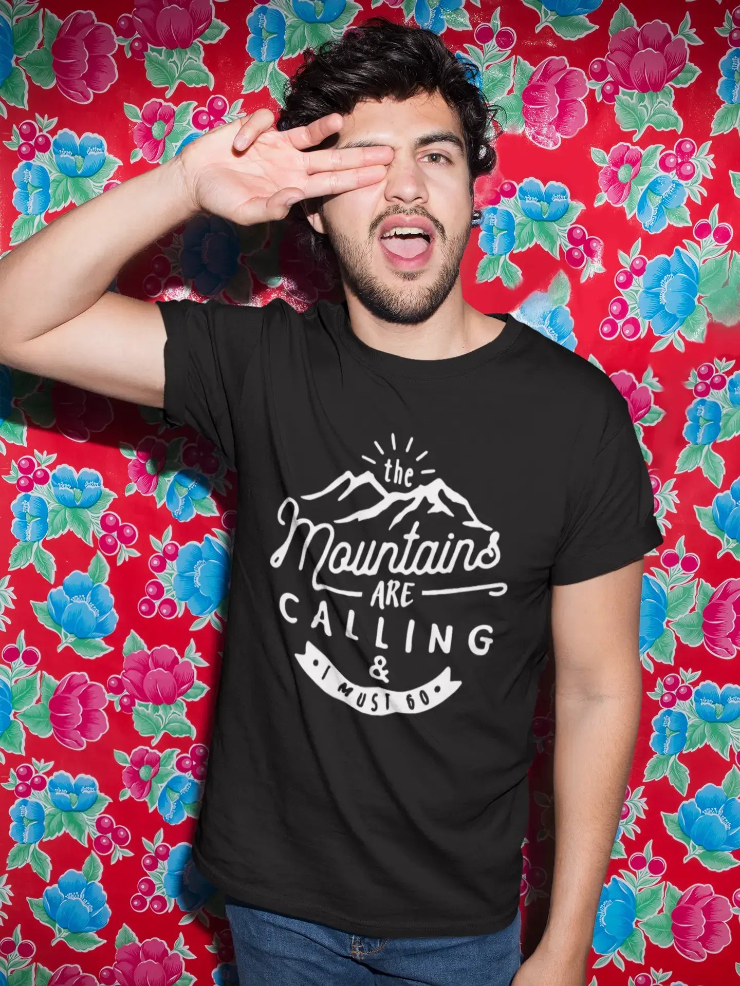 ULTRABASIC - Graphic Printed Men's The Mountains Are Calling And I Must Go Hiking Tee White