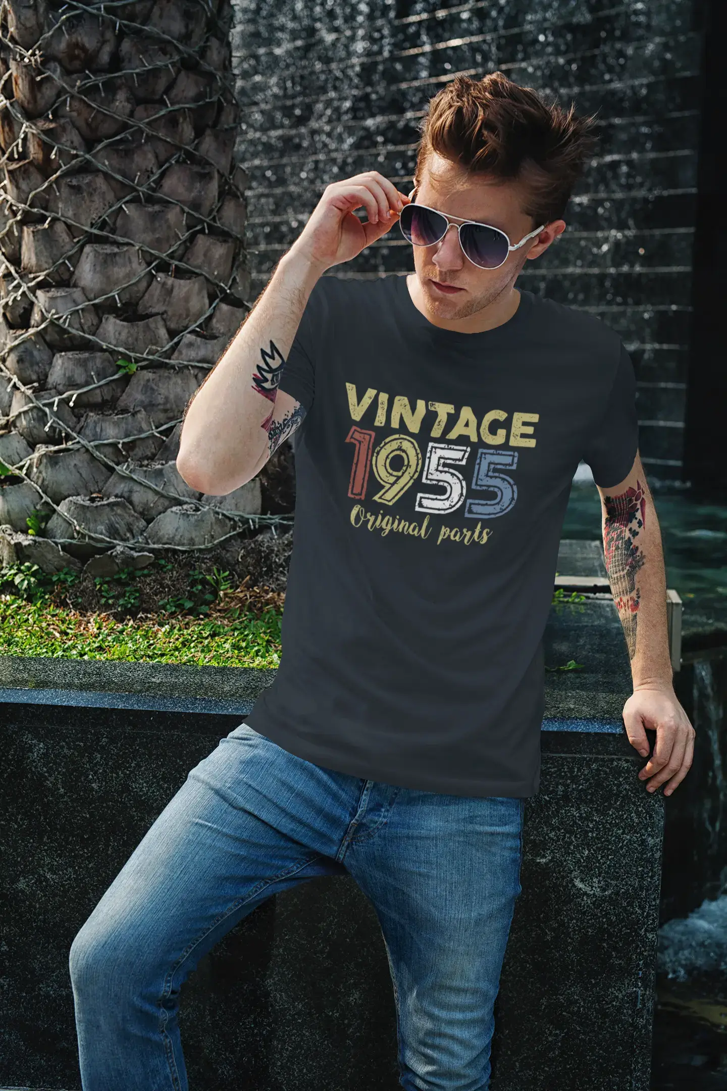 ULTRABASIC - Graphic Printed Men's Vintage 1955 T-Shirt Denim
