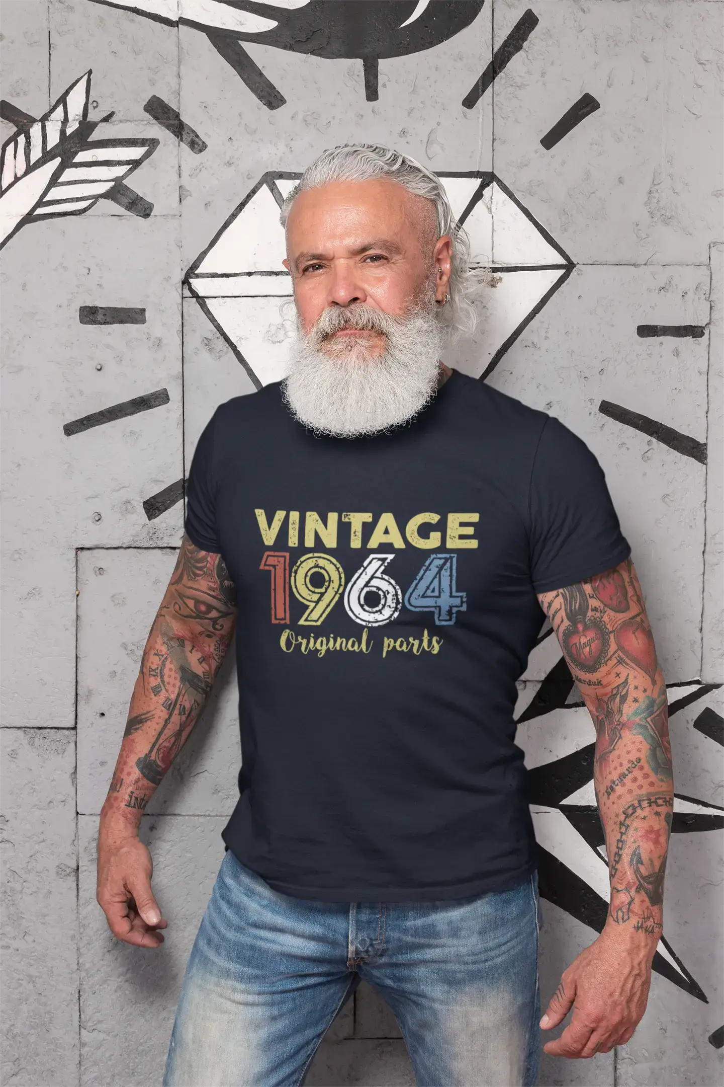 ULTRABASIC - Graphic Printed Men's Vintage 1964 T-Shirt Denim