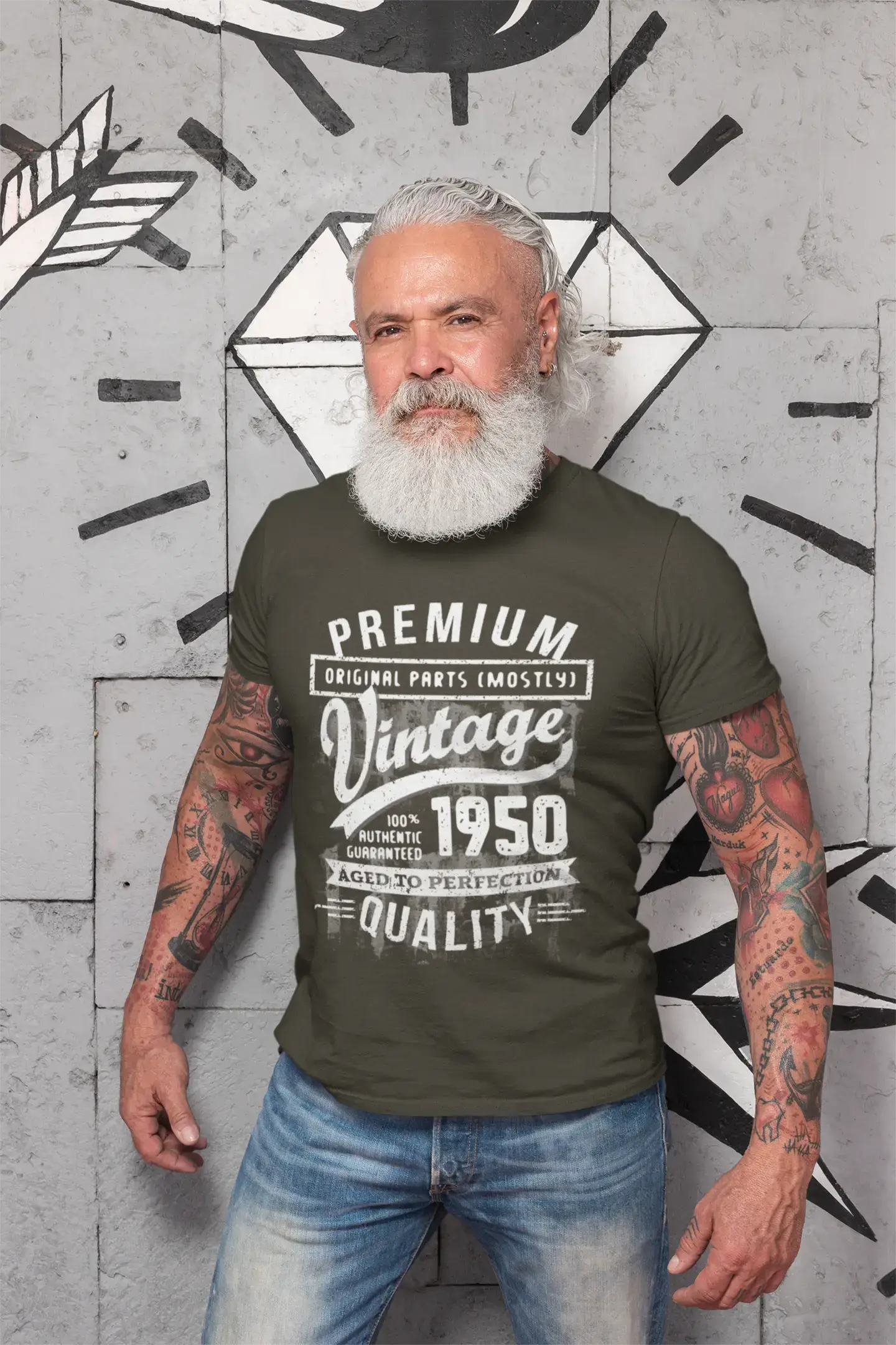 ULTRABASIC - Graphic Men's 1950 Aged to Perfection Birthday Gift T-Shirt