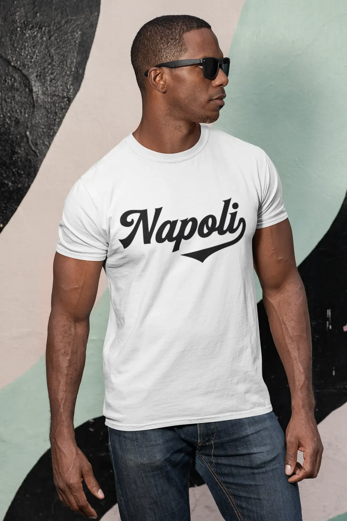 ULTRABASIC - Graphic Printed Men's Napoli T-Shirt Grey Marl