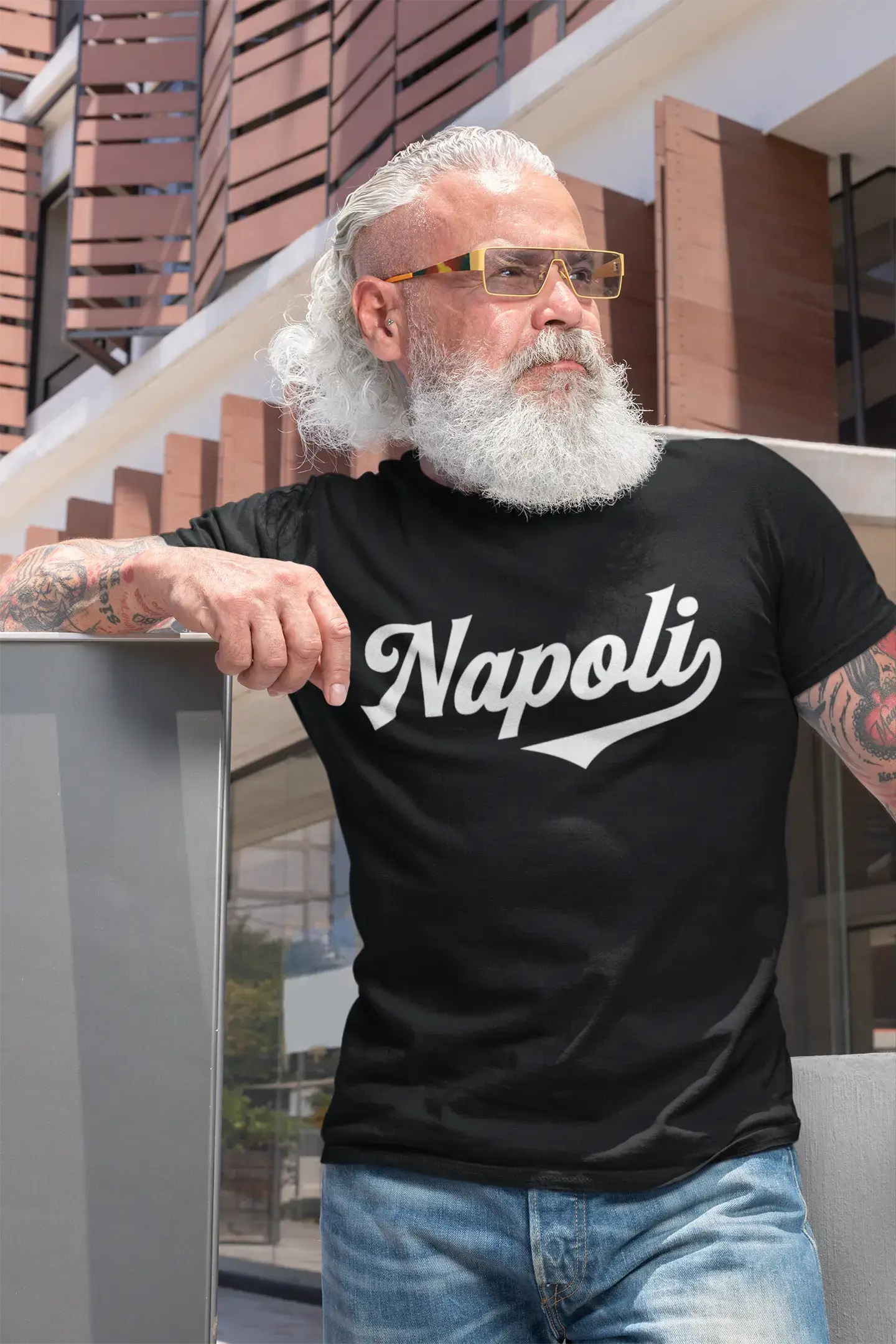 ULTRABASIC - Graphic Printed Men's Napoli T-Shirt Grey Marl