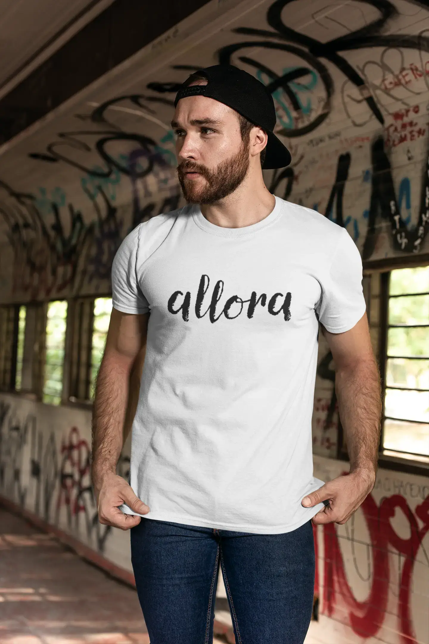 ULTRABASIC - Graphic Printed Men's Allora T-Shirt Deep Black