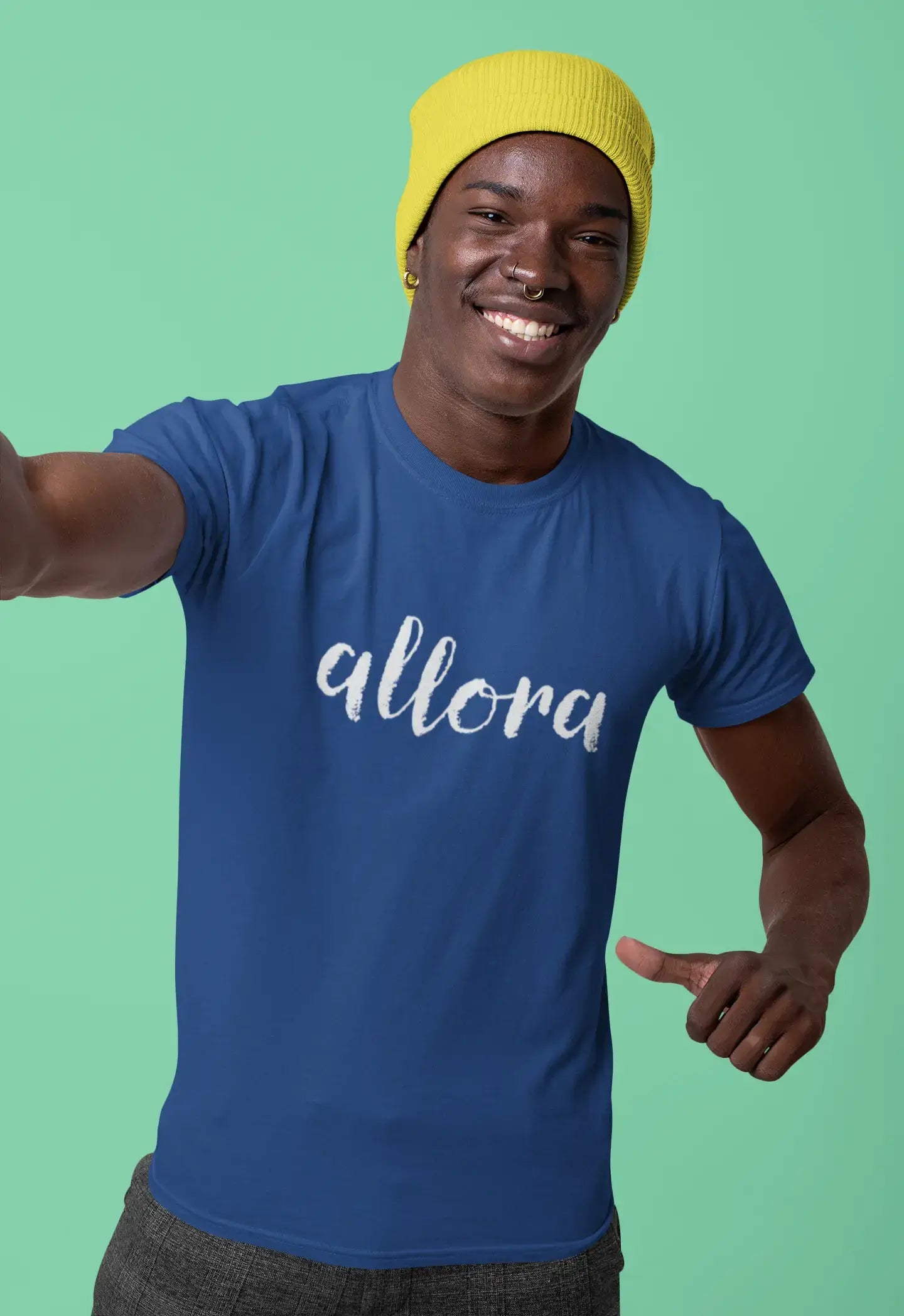 ULTRABASIC - Graphic Printed Men's Allora T-Shirt Denim