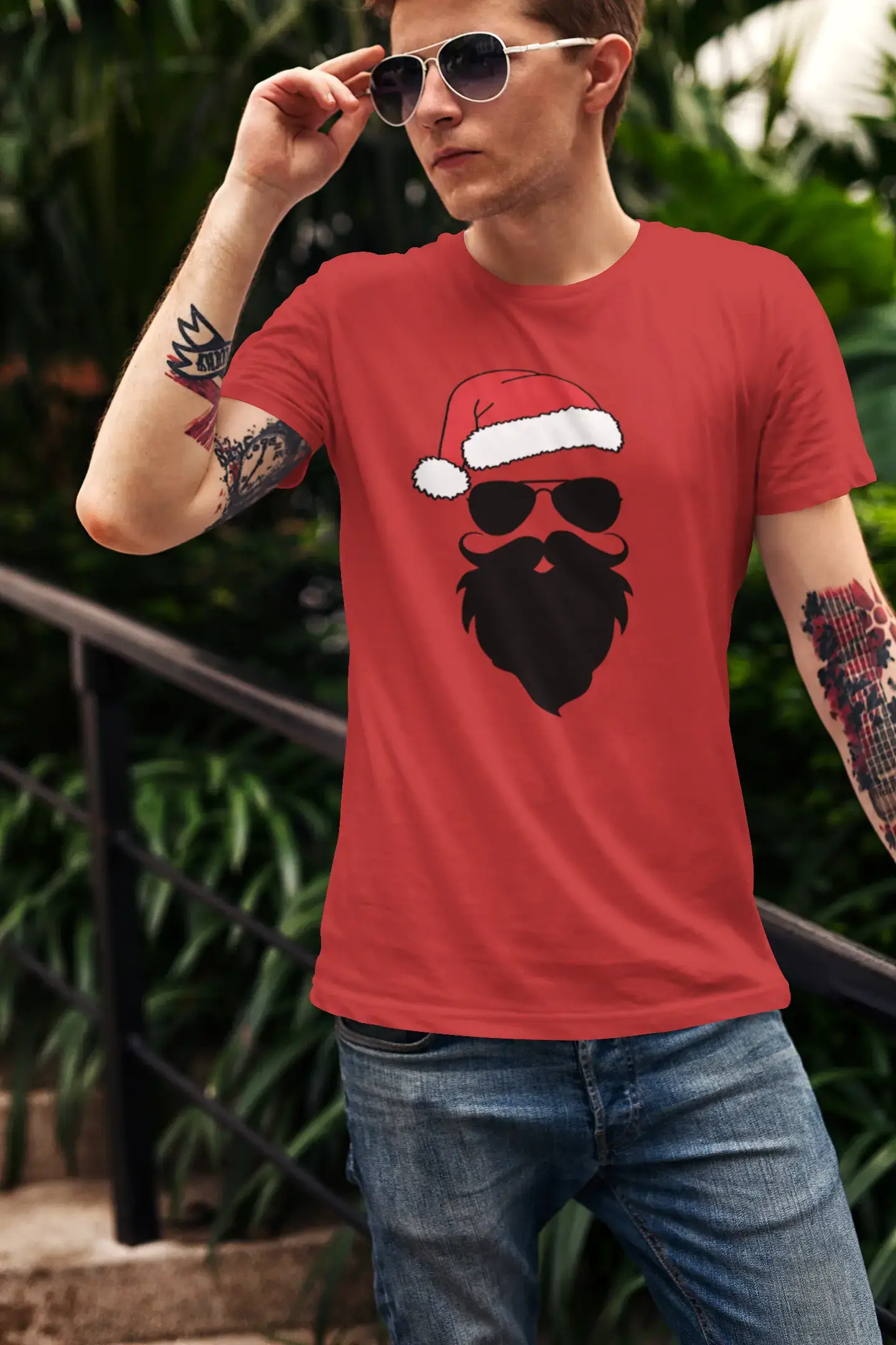 ULTRABASIC - Graphic Men's Funny Santa Cool Christmas T-Shirt Gift Tee Red