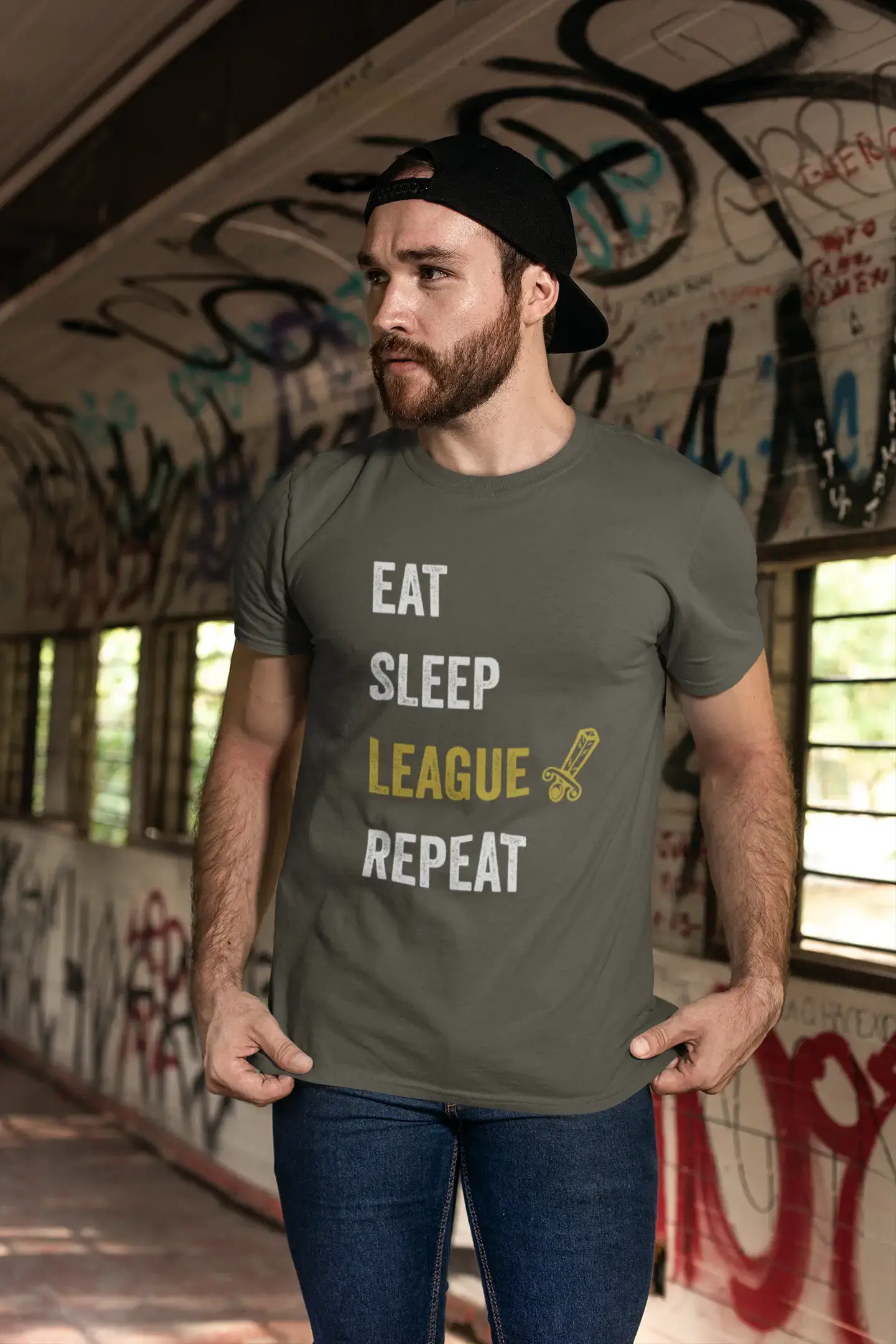 Ultrabasic® Homme T-Shirt Graphique Eat Sleep League Joueur Gaming Tee Marrant Esports Cadeau Idée