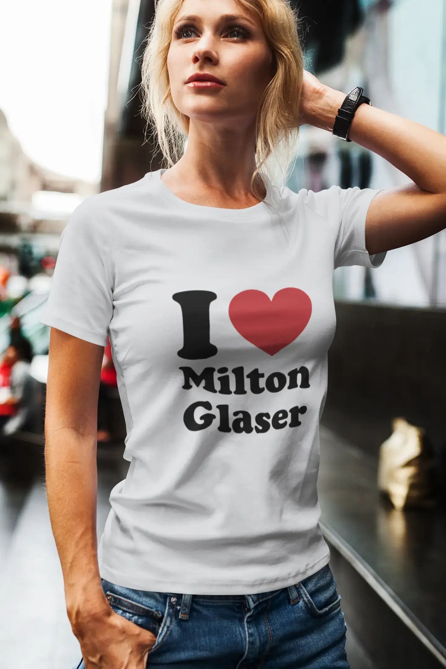 Women’s Short Sleeved T-Shirt I love Milton Glaser Broken Heart Deep Black
