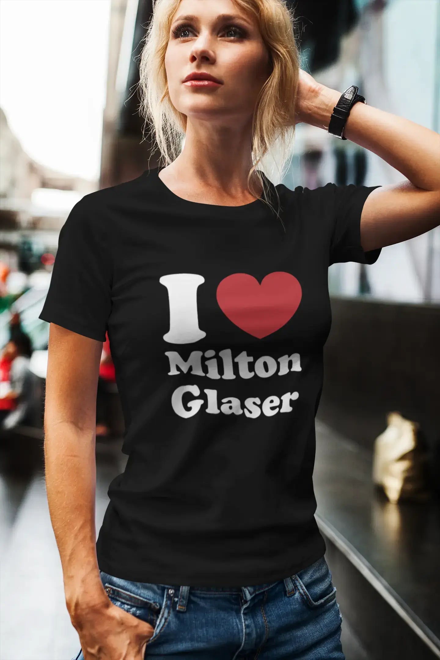 Women’s Short Sleeved T-Shirt I love Milton Glaser Broken Heart Deep Black