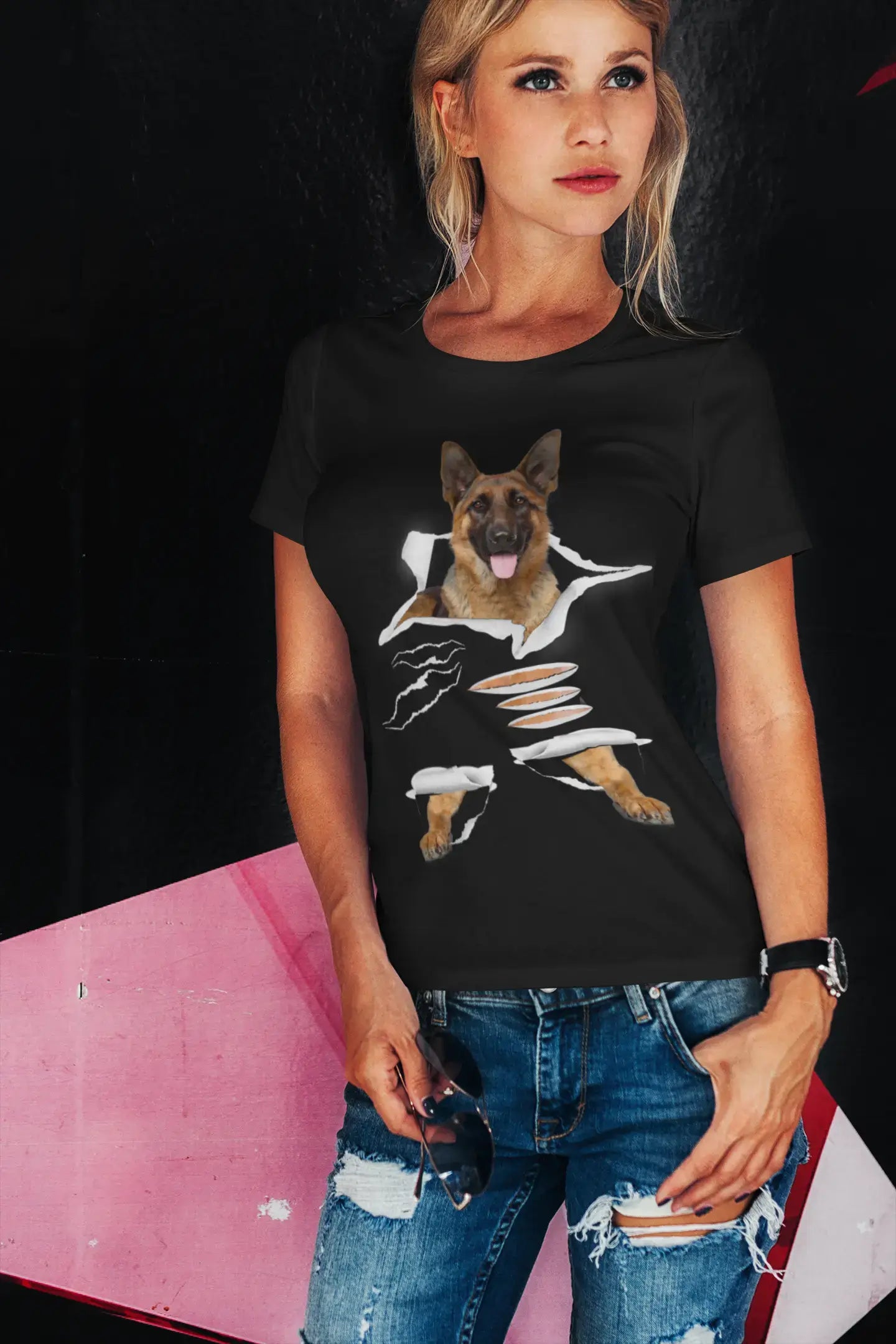 T-shirt biologique ULTRABASIC pour femmes - Berger allemand - Chemise de chien drôle et mignonne