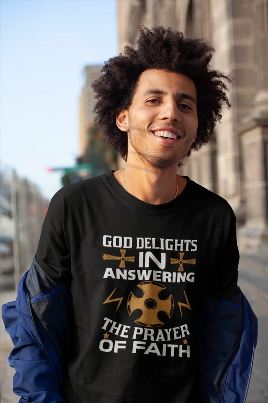 T-shirt religieux ULTRABASIC pour hommes, Dieu se réjouit de répondre à la prière de la foi