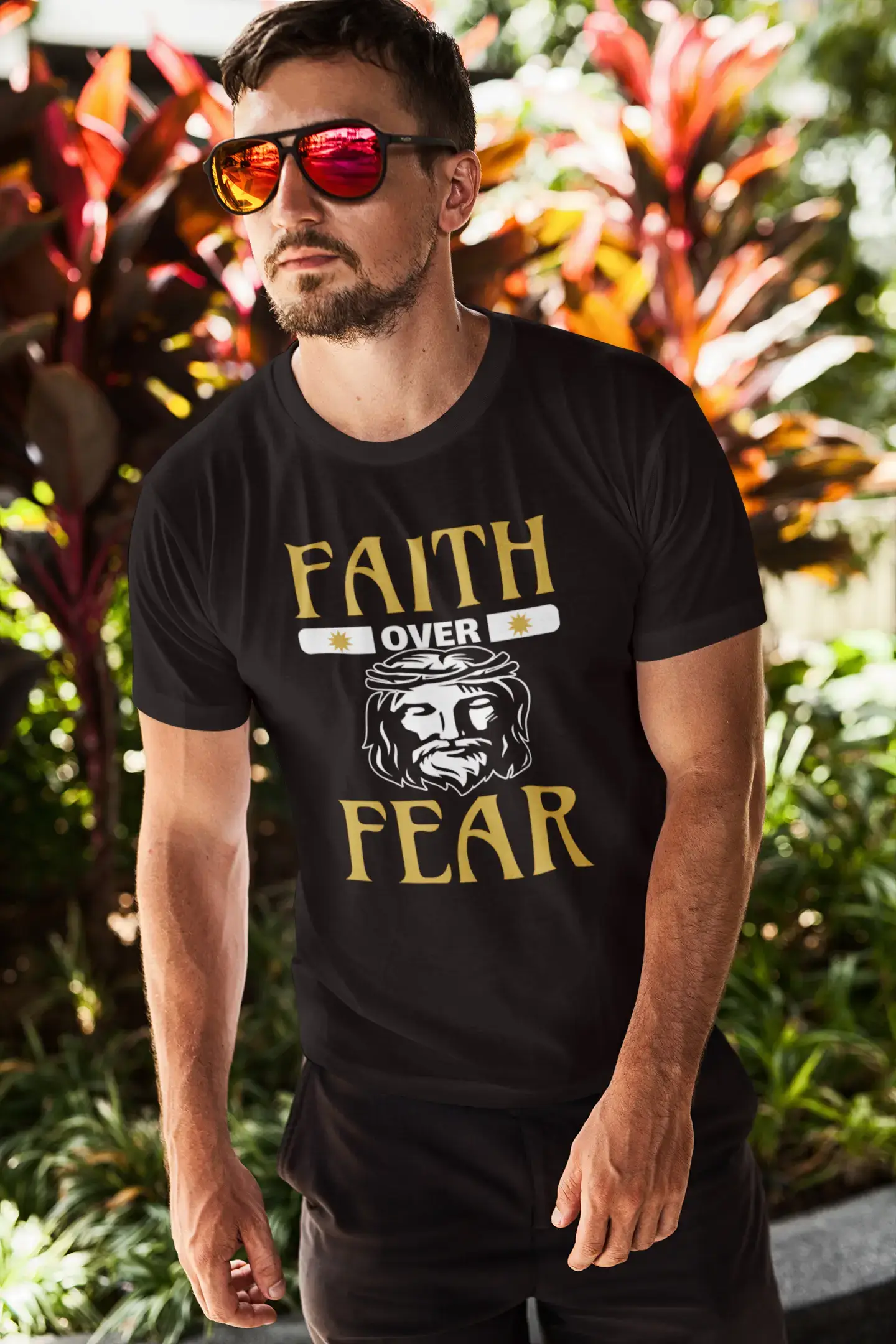 T-shirt ULTRABASIC pour hommes Faith Over Fear - Chemise religieuse chrétienne