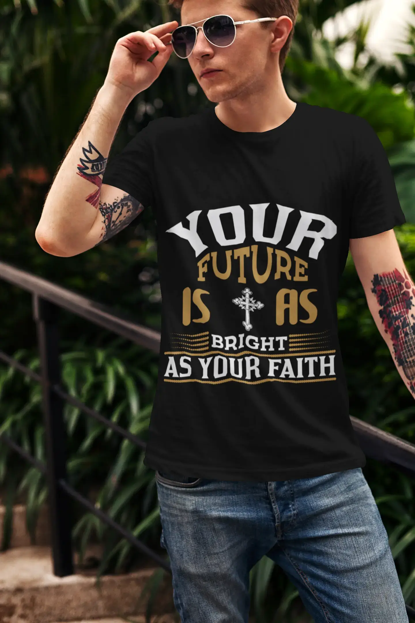 T-shirt religieux ULTRABASIC pour hommes, votre avenir est aussi brillant que votre chemise de foi