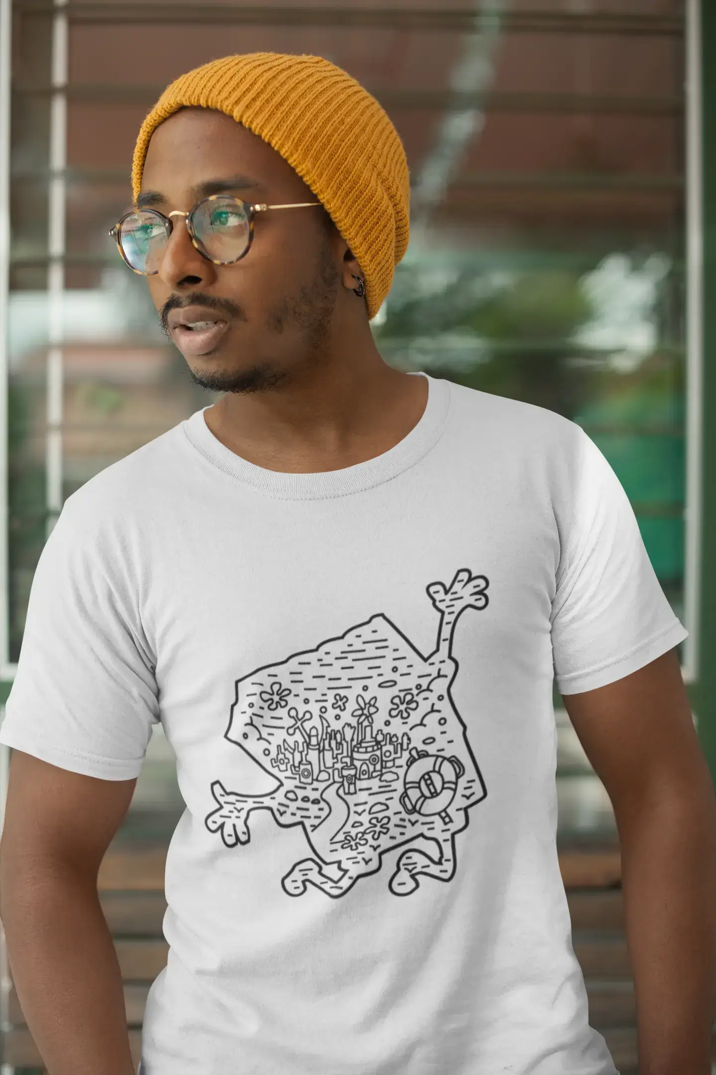 T-shirt graphique ULTRABASIC pour hommes Fond de la mer - Chemise de dessin animé drôle de plage