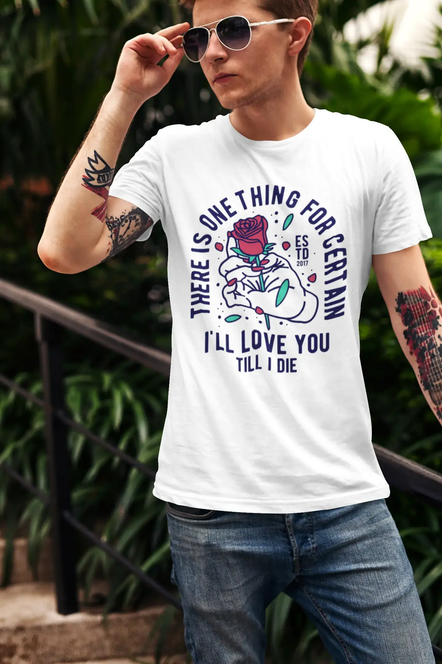 T-Shirt ULTRABASIC pour hommes, je t'aimerai jusqu'à ma mort - chemise romantique à fleurs de roses