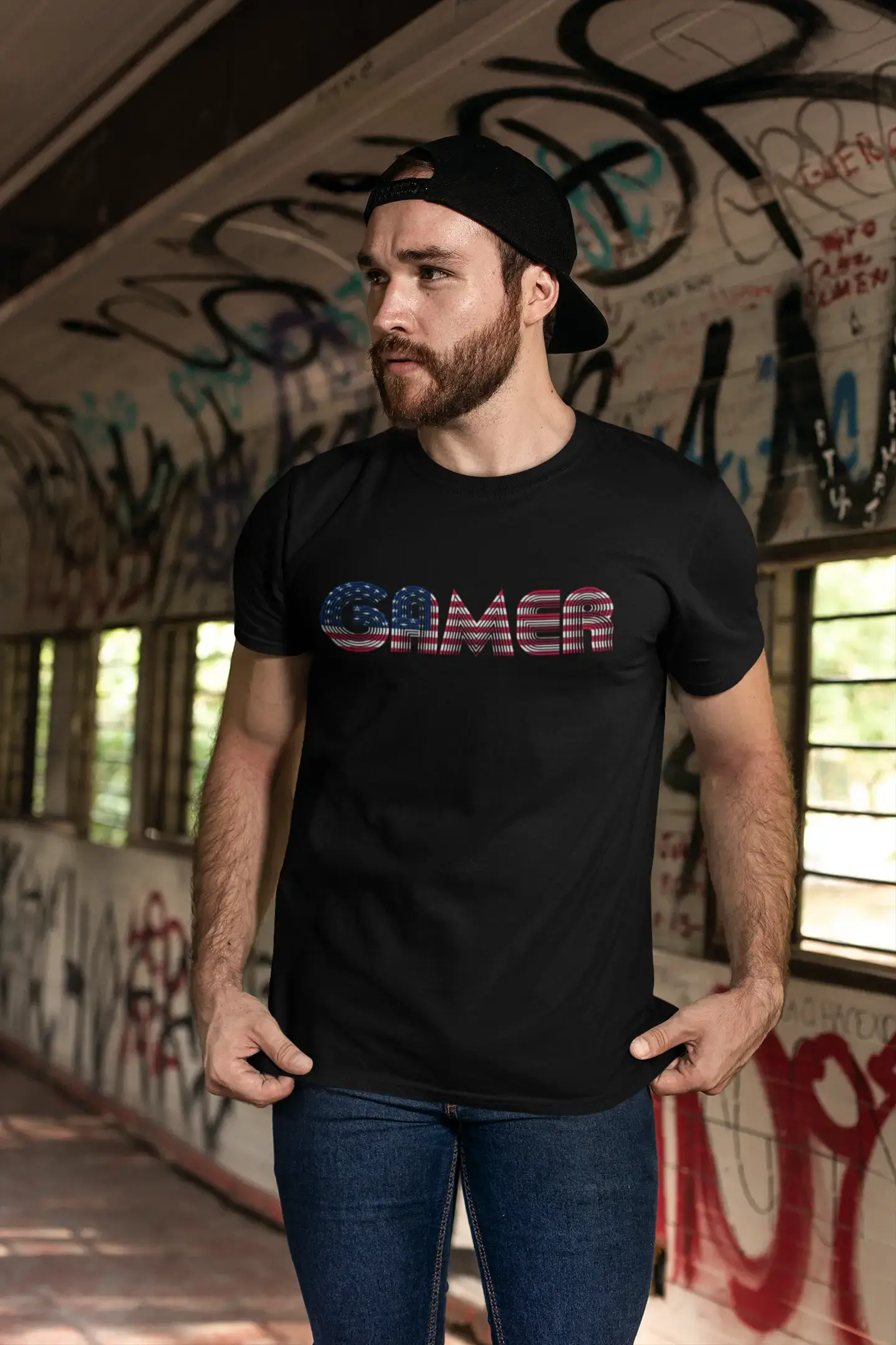 ULTRABASIC T-Shirt Graphique Homme Gamer Drapeau US Patriotique - Joueurs Vidéo Américains