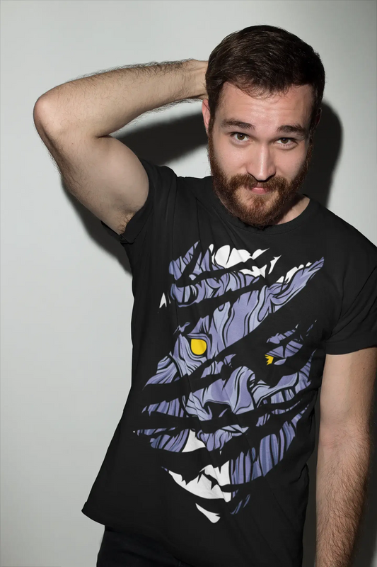 ULTRABASIC T-shirt déchiré pour hommes Mad Hyena Face - Chemise vintage animal pour homme