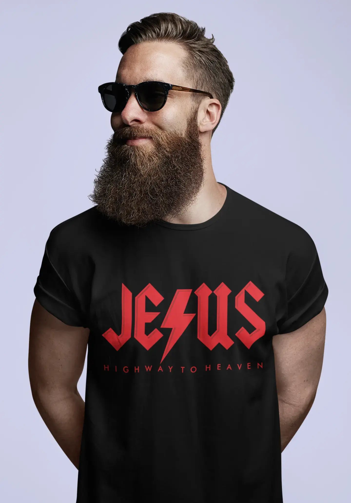 T-shirt ULTRABASIC pour hommes Jesus Highway to Heaven - Chemise religieuse