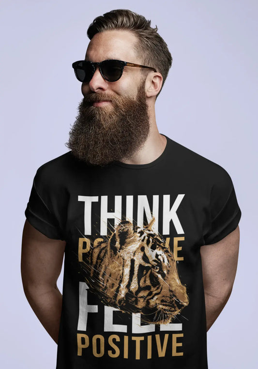 T-shirt graphique ULTRABASIC pour hommes, pensez positif, sentez-vous positif - Citation Tiger Shirt