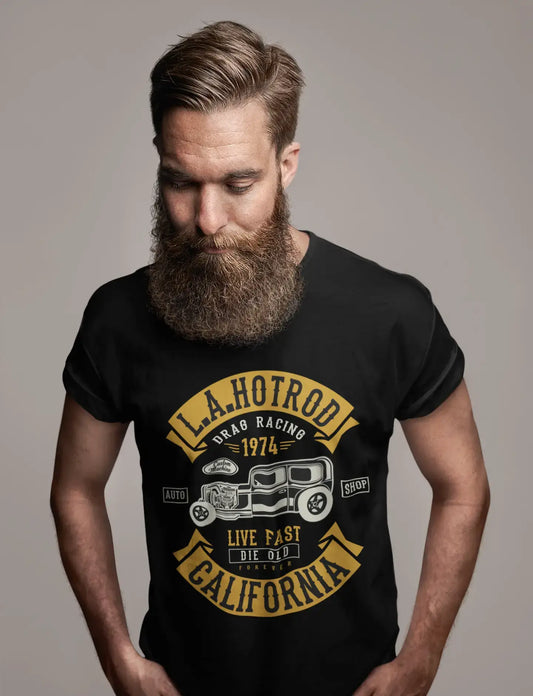 ULTRABASIC Men's T-Shirt LA Hotrod Drag Racing 1974 - Live Fast Die Old Vintage Tee Shirt