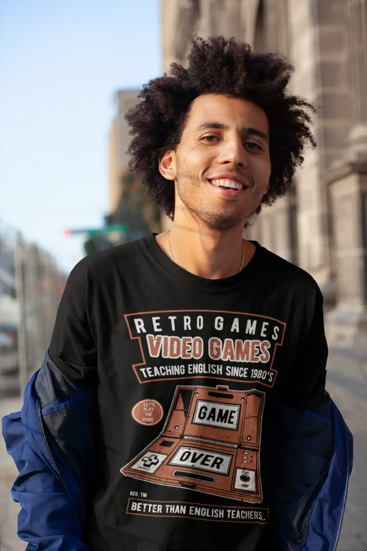 ULTRABASIC Men's Gaming T-Shirt Retro Video Games 80s - Teaching English Since 1980 Tee Shirt