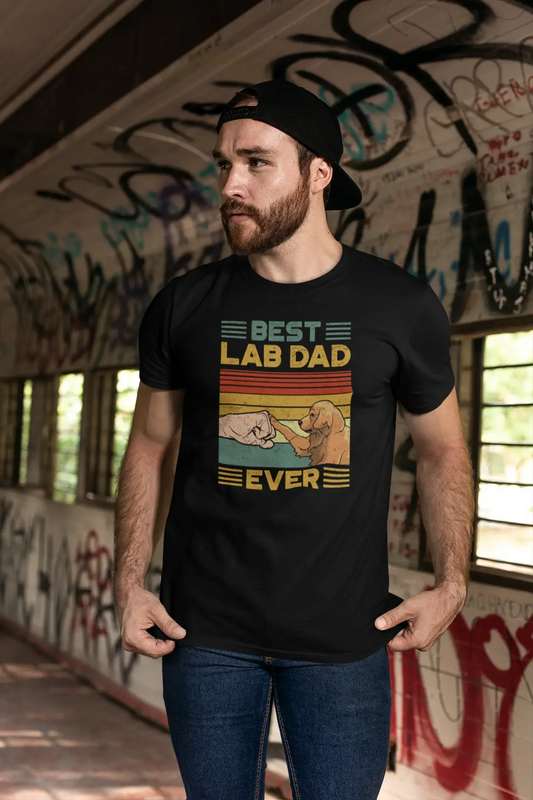 ULTRABASIC Men's Graphic T-Shirt Best Lab Dad Ever - Labrador Fist Bump - Vintage Shirt