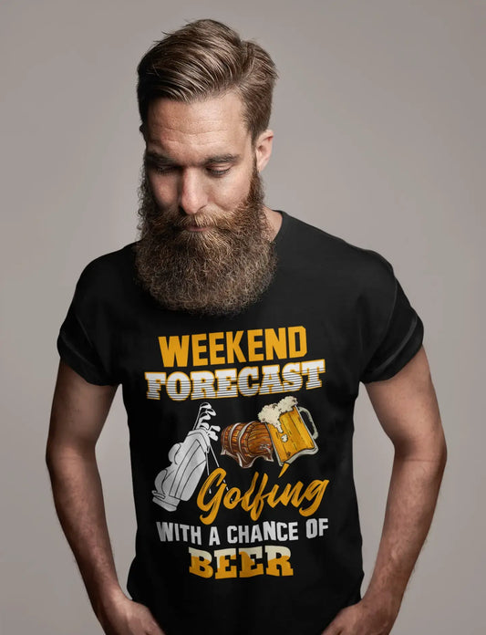 ULTRABASIC Men's T-Shirt Weekend Forecast Golfing With a Chance of Beer - Drinking Lover Tee Shirt
