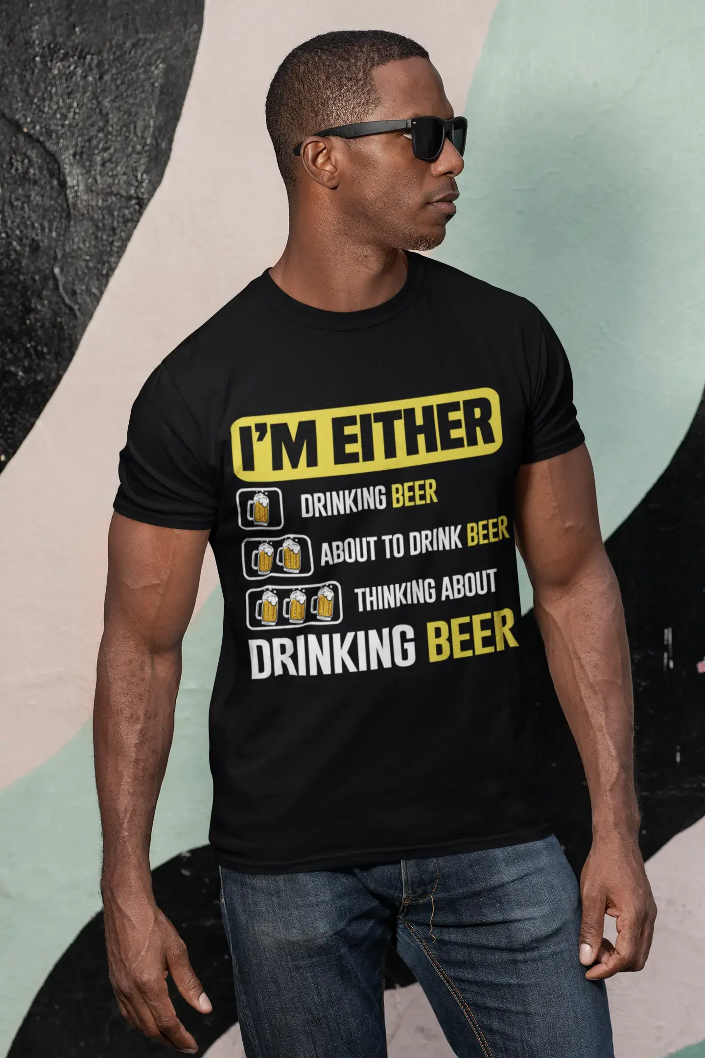 ULTRABASIC Men's T-Shirt I'm Either Drinking Beer, About to Drink Beer, Thinking About Drinking Beer - Funny Beer Lover Tee Shirt