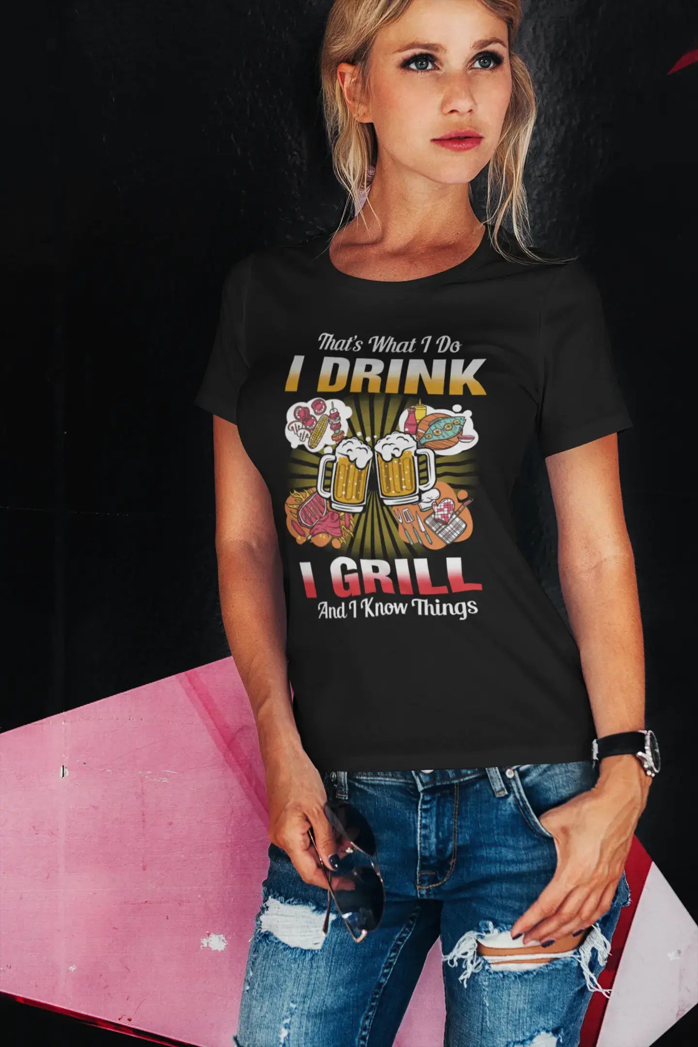 ULTRABASIC Women's Organic T-Shirt That's What I Do I Drink I Grill and I Know Things - Funny Beer Lover Tee Shirt