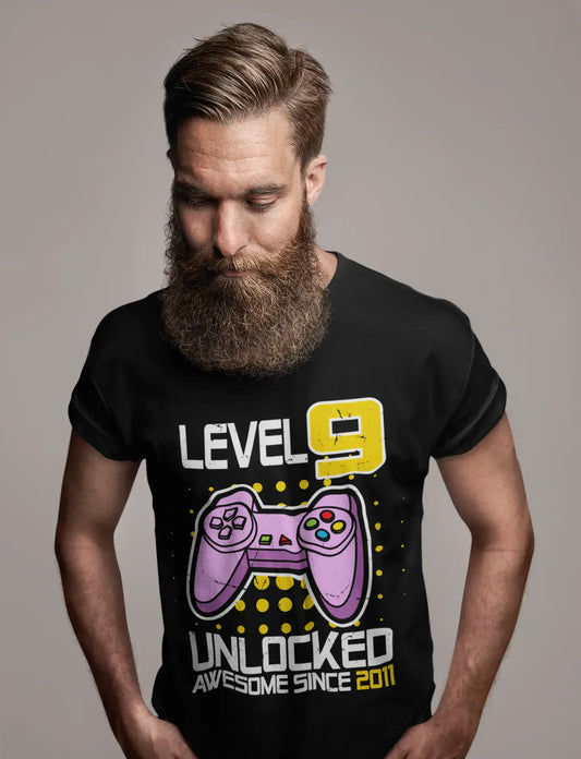 ULTRABASIC Men's Gaming T-Shirt Level 9 Unlocked Awesome Since 2011 - Gamer 9th Birthday Tee Shirt
