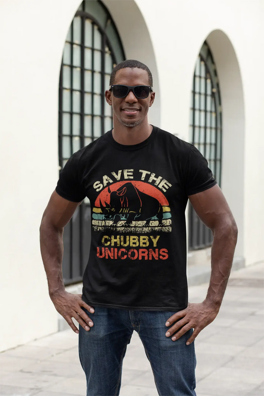 ULTRABASIC Men's Vintage T-Shirt Save the Chubby Unicorns - Funny Quote Tees