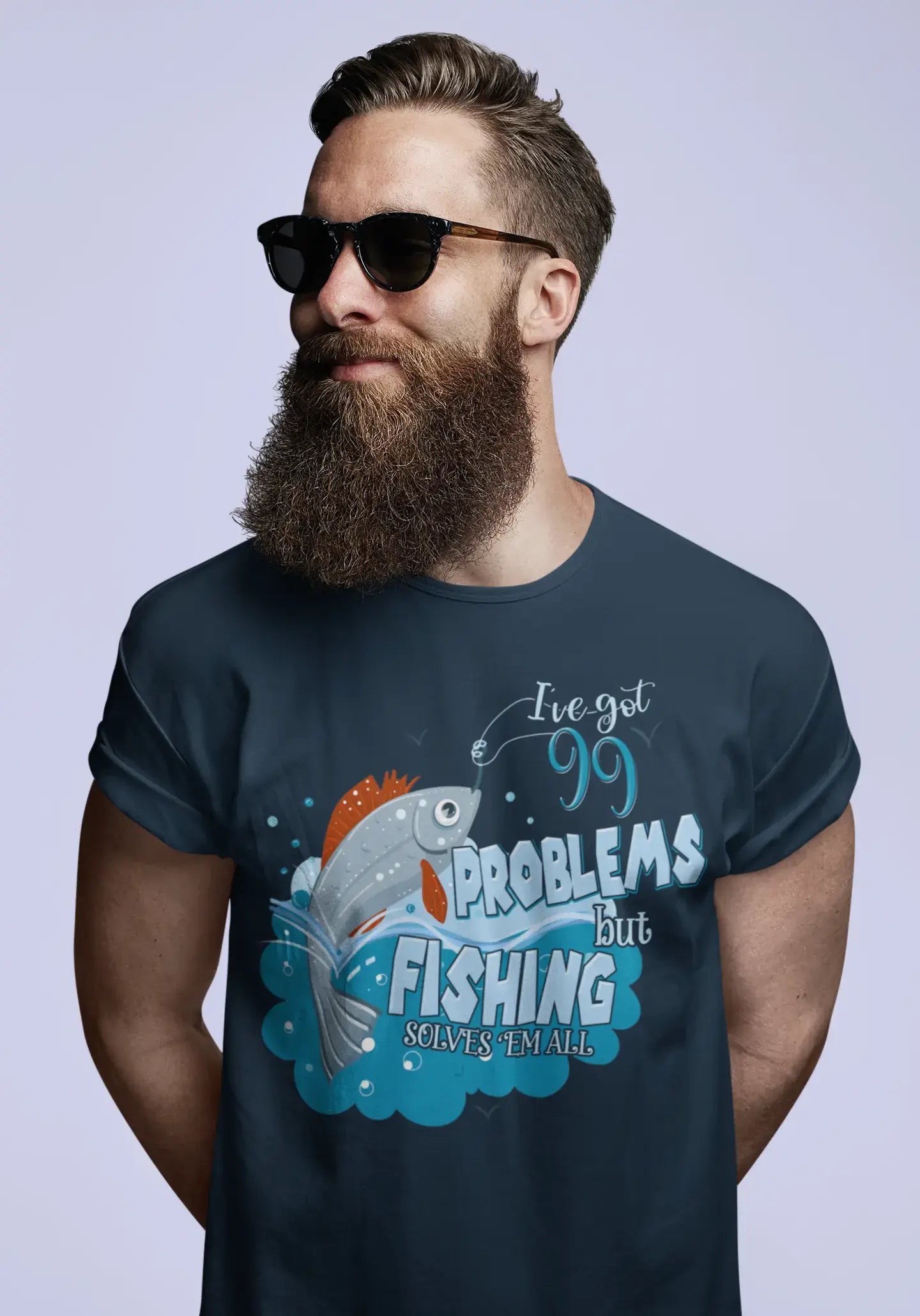 ULTRABASIC Men's T-Shirt I've got Problems but Fishing Solves em All - Funny Quote Fisherman Tee Shirt