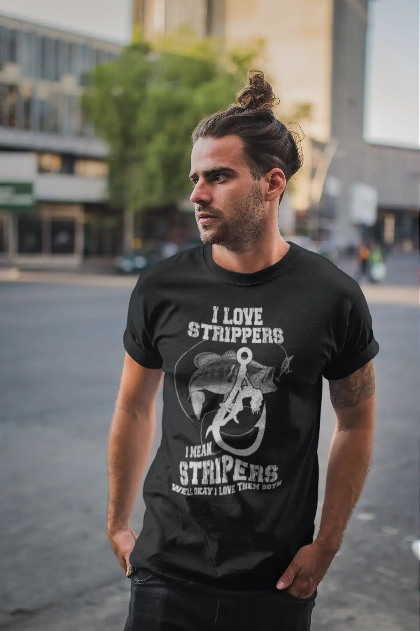 ULTRABASIC Men's T-Shirt I Love Strippers I Mean Stripers - Funny Quote Fisherman Tee Shirt
