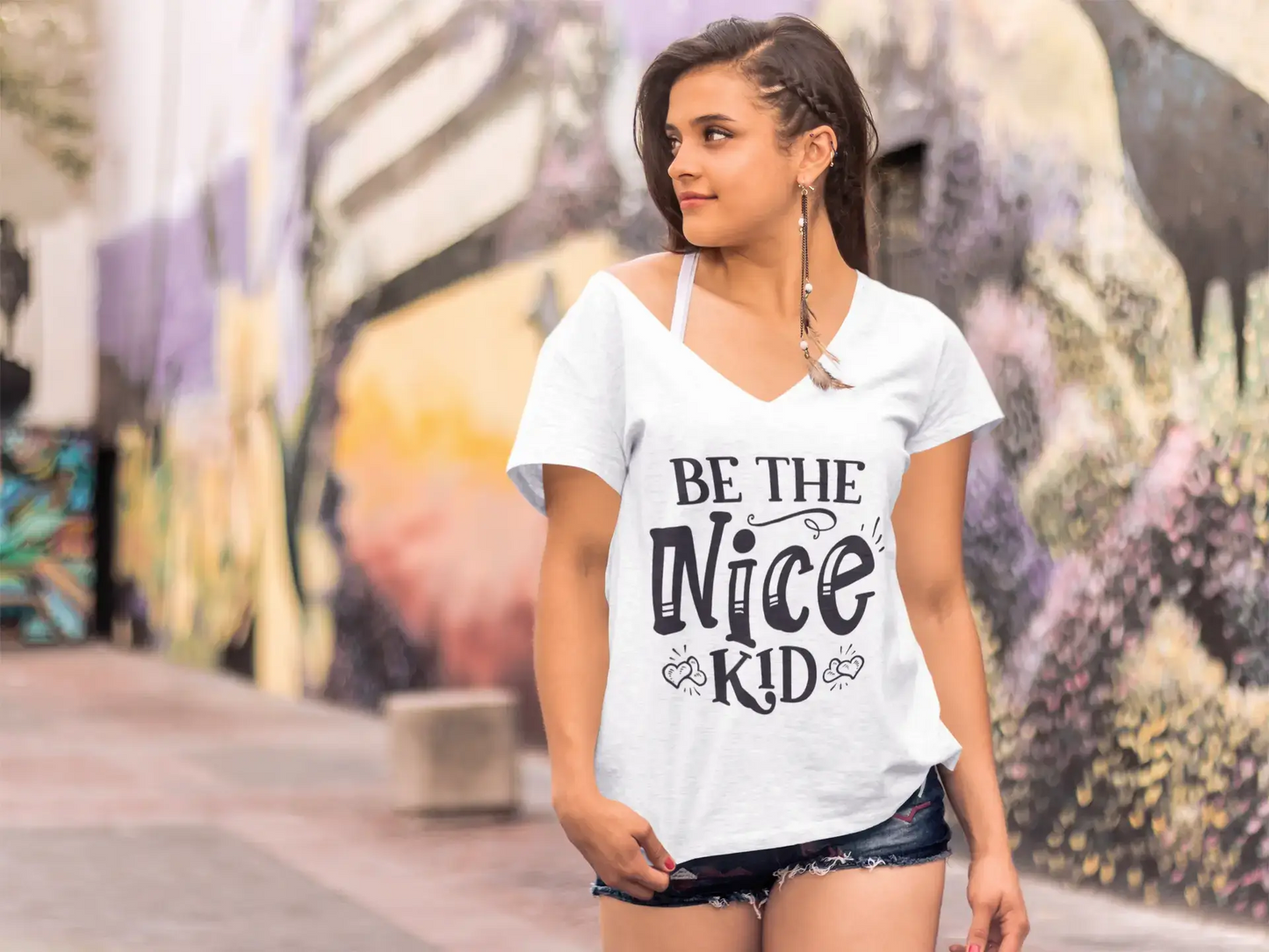 ULTRABASIC Women's T-Shirt Be the Nice Kid - Short Sleeve Tee Shirt Tops