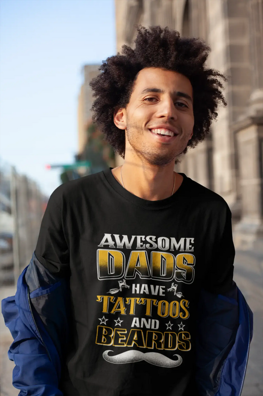 ULTRABASIC Men's T-Shirt Awesome Dads Have Tattoos and Beards - Funny Tee Shirt