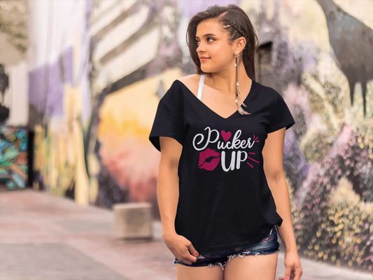 ULTRABASIC T-Shirt Femme Pucker Up - Kiss T-Shirt à Manches Courtes Hauts