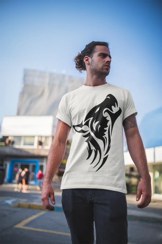 Wolf Tribal Tattoo, tee-shirt blanc homme, 100% coton col rond 00162