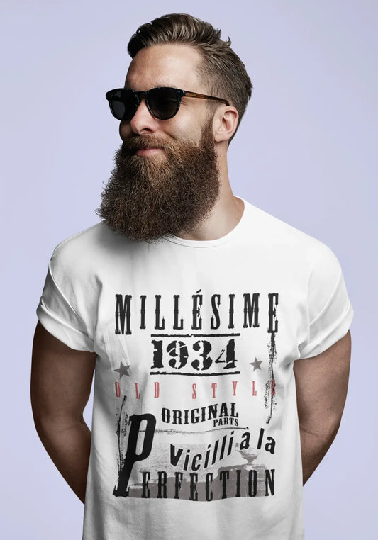 1934,Cadeaux,Anniversaire,Manches Courtes,Blanc,Homme T-Shirt