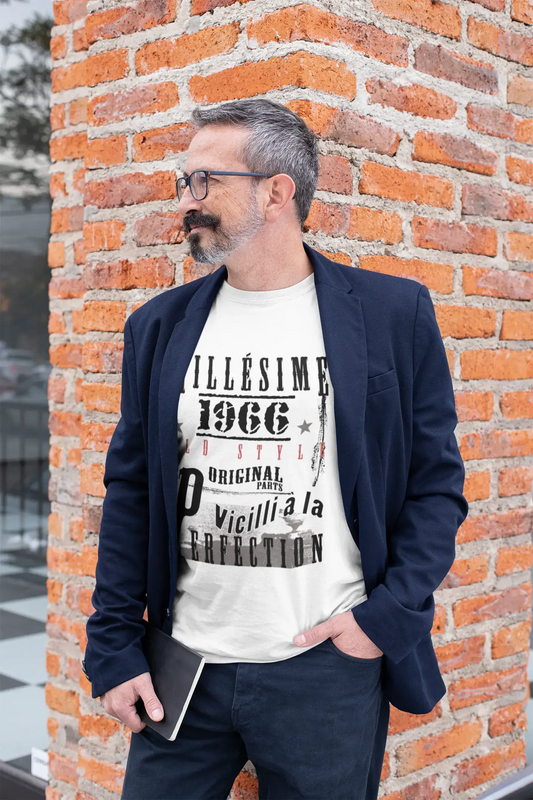 1966, cadeaux d'anniversaire pour lui, t-shirts d'anniversaire, T-shirt <span>à manches courtes</span> <span>et col rond</span> <span>pour hommes</span> , FR Vintage <span>blanc</span> <span>pour hommes</span> 00135