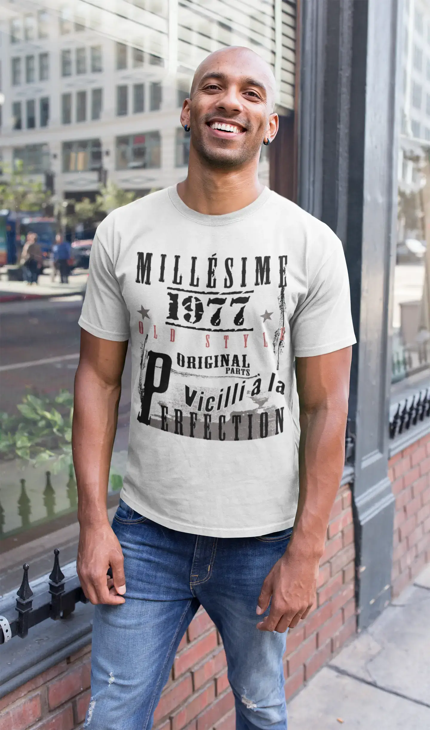 1977,Cadeaux,Anniversaire,Manches Courtes,Blanc,Homme T-Shirt