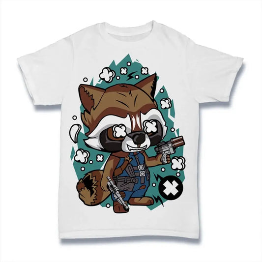 Men's Graphic T-Shirt Talking Raccoon - Superhero Shirt - Cartoon Eco-Friendly Limited Edition Short Sleeve Tee-Shirt Vintage Birthday Gift Novelty