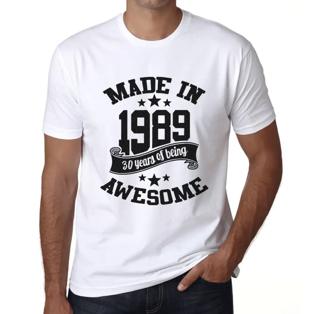 Men's Graphic T-Shirt Made in 1989 35th Birthday Anniversary 35 Year Old Gift 1989 Vintage Eco-Friendly Short Sleeve Novelty Tee